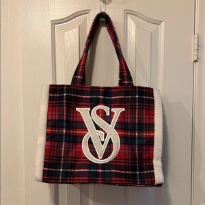 Victoria's Secret Red and Black Plaid Tote